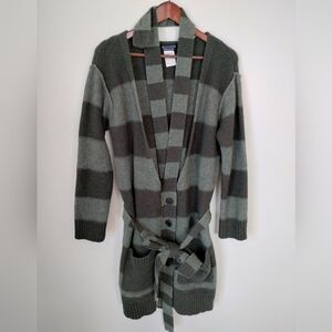 Sonia Rykiel Striped Longline Cardigan Large Green